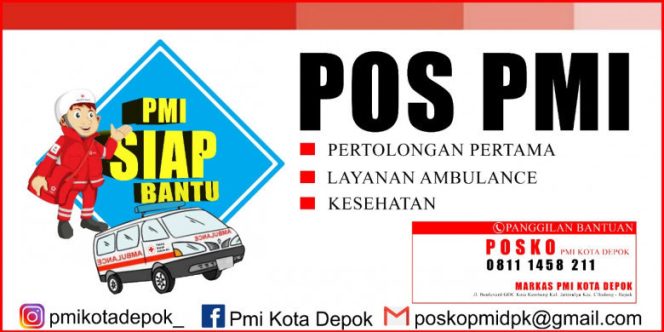 
					Flyer Pos PMI Kota Depok yang disediakan selama libur lebaran. (Istimewa).