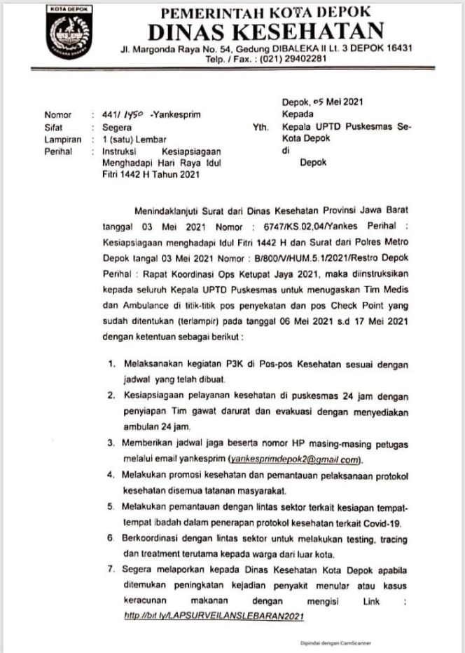 
					Tindak Lanjuti Instruksi Jabar, Dinkes Depok Minta UPT Puskesmas di Kota Depok  Siaga