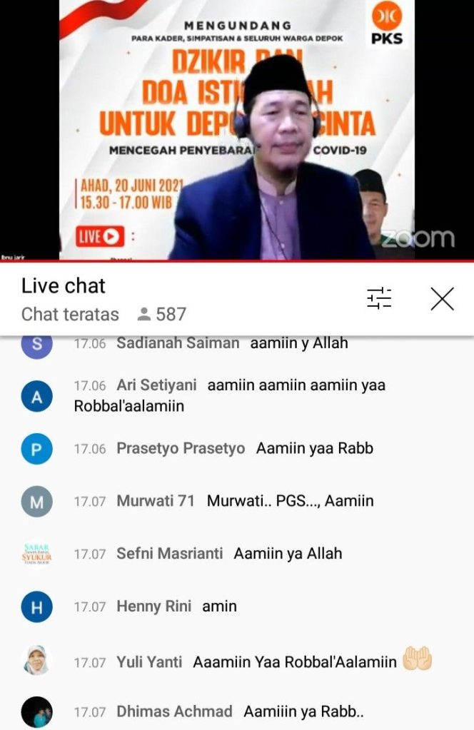 
					Ketuk Pintu Langit Panjatkan Do’a Agar Covid Segera Hilang, PKS Kota Depok Gelar Dzikir dan Istighosah Online
