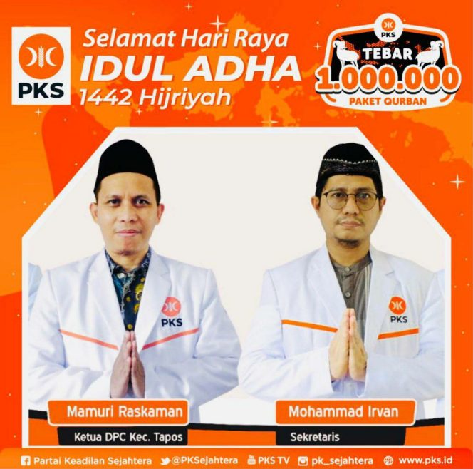 
					PKS Kecamatan Tapos Sampaikan Ucapan Idul Adha dan Sukseskan Tebar 1 juta Hewan Qurban