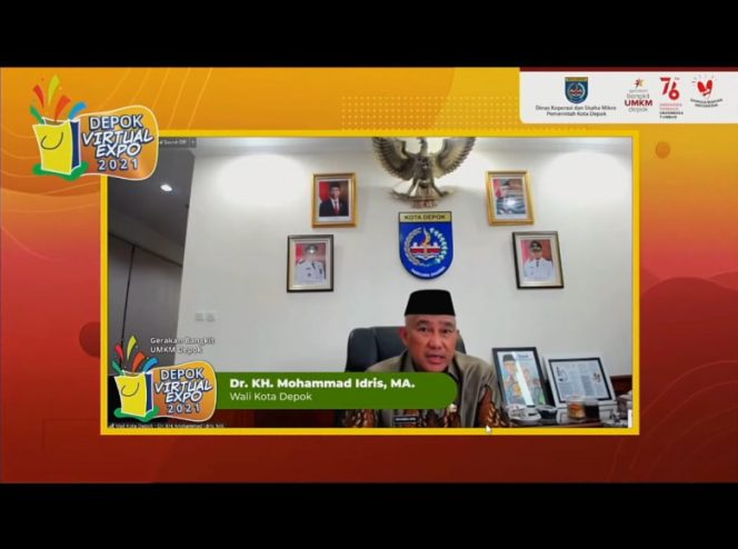 
					Wali Kota Depok, Mohammad Idris saat memberikan sambutan pada pembukaan kegiatan Depok Virtual Expo. (Foto : JD 01/Diskominfo)