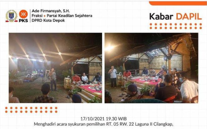 
					Aleg PKS Depok Ade Firmansyah Hadiri dan Ingatkan Tugas Ketua RT Dalam Syukuran Pemilihan RT. 05 RW 22 Laguna II Cilangkap