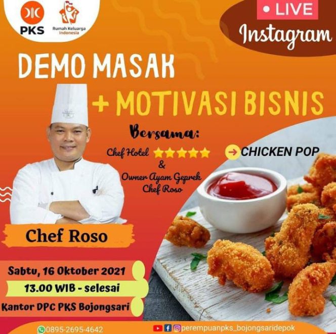 
					Gandeng Owner Ayam Geprek Chef Roso, RKI Bersama PKS Bojongsari Sukses Gelar Demo Masak Untuk Warga Sekitar