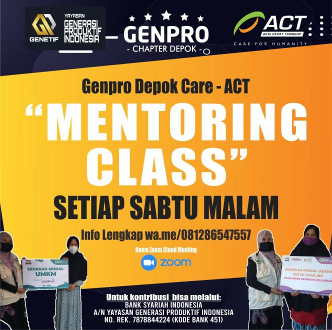 
					Dampingi  Penerima Manfaat Grand Depok Care Kembangkan Usahanya, Genpro Depok Buka Kelas Mentoring Pekanan