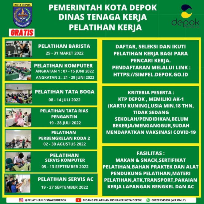 
					Asah Skil Pencari Kerja,  Disnasker Depok Adakan Berbagai Pelatihan Ketrampilan Kerja