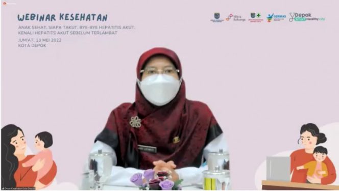 
					Kepala Dinkes Kota Depok, Mary Liziawati saat menyampaikan laporan pada Webinar Kewaspadaan dan Kesiapsiagaan Dini Lonjakan Kasus Hepatitis Akut secara virtual. (Foto: JD 02/Diskominfo).