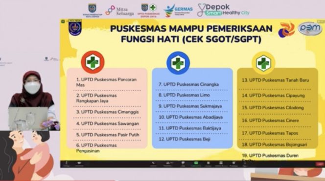 
					Kepala Dinkes Kota Depok, Mary Liziawati saat menyampaikan materi terkait hepatitis secara virtual, Jumat (13/05/22). (Foto: JD 02/ED 01)