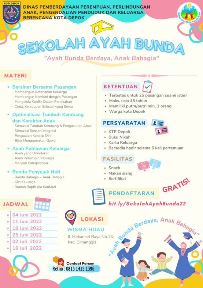 
					Informasi mengenai pendaftaran Sekolah Ayah Bunda angkatan kelima besutan DP3AP2KB Kota Depok. (Foto: istimewa).