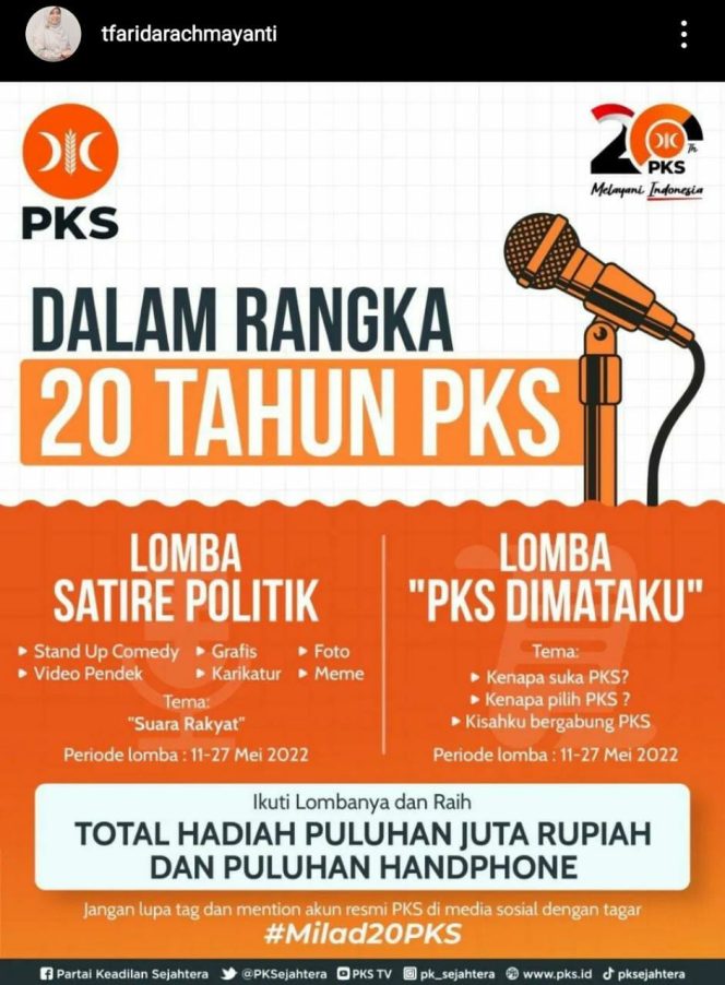 
					Anggota DPRD Depok FPKS Farida Rachmayanti Ajak Masyarakat Ikuti Lomba Satire Politik