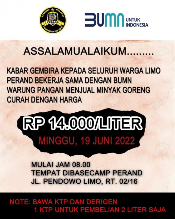 
					Flyer pasar murah khusus minyak goreng. (Gambar: Istimewa) 