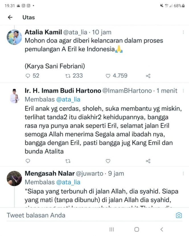 
					Turut Berduka ke Ridwan Kamil, Imam Budi Hartono Sebut Eril Anak Cerdas, Sholeh Suka Membantu Orang Miskin