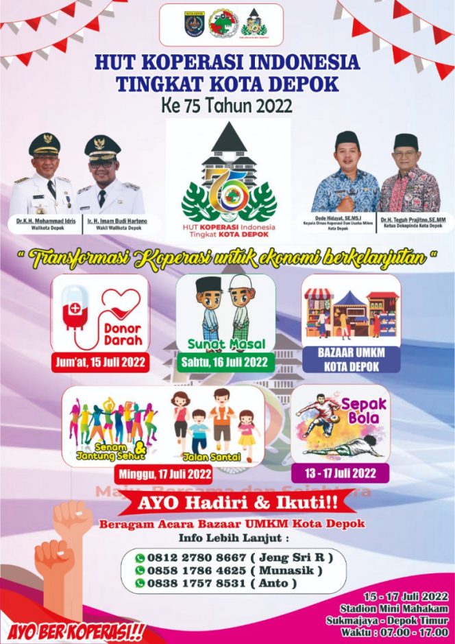 
					Flyer menyambut HUT ke-75 Koperasi Indonesia Tingkat Kota Depok. (Foto: istimewa).
