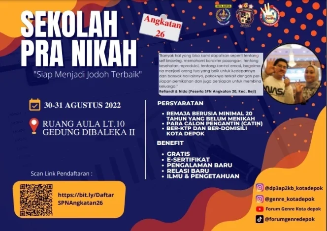 
					Pendaftaran Sekolah Pra Nikah Angkatan 26 Dibuka