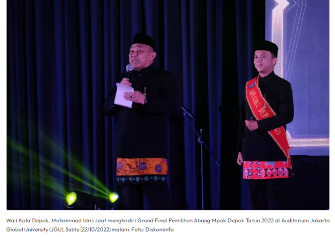 
					Wali Kota Harap Abang Mpok Depok 2022 Dapat Menjadi Duta Wisata dan Budaya