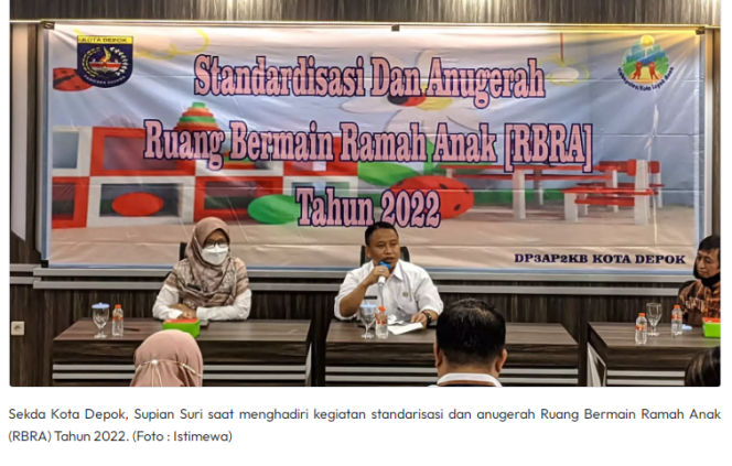 
					Pemkot Depok Akan Siapkan Ruang Bermain Ramah Anak