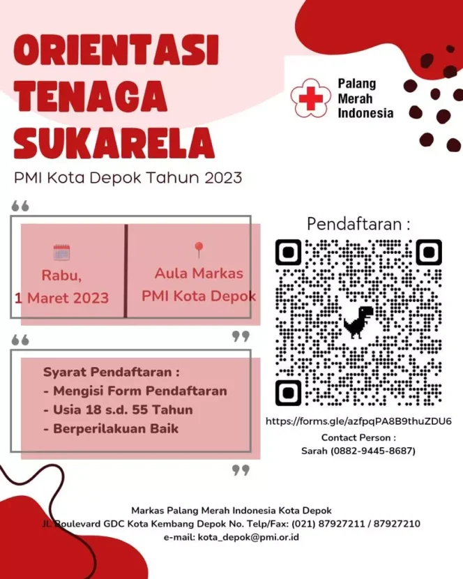 
					Flyer digital Orientasi Tenaga Sukarela PMI Kota Depok. (Foto: istimewa).