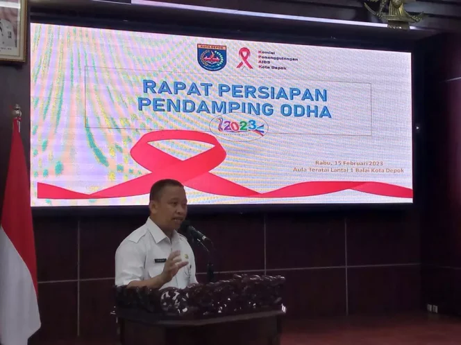 
					Sekretaris Daerah Kota Depok, Supian Suri, saat membuka Rapat Persiapan Pendampingan ODHA Kota Depok Tahun 2023 di Ruang Teratai, Balai Kota Depok, Rabu (15/02/23). (Foto: Istimewa).