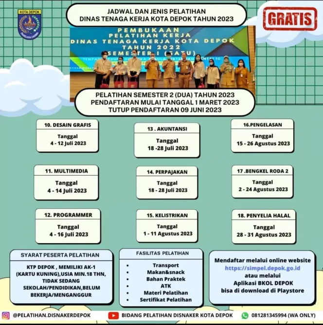 
					Informasi pendaftaran pelatihan kerja semester dua. (Foto: Tangkapan Layar).