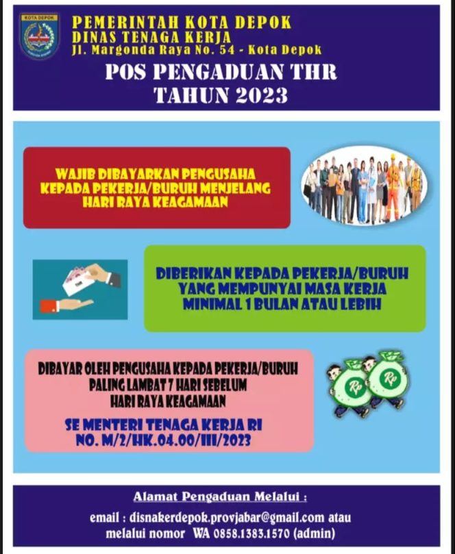 
					Disnaker Depok Buka Posko Pengaduan Pencairan THR