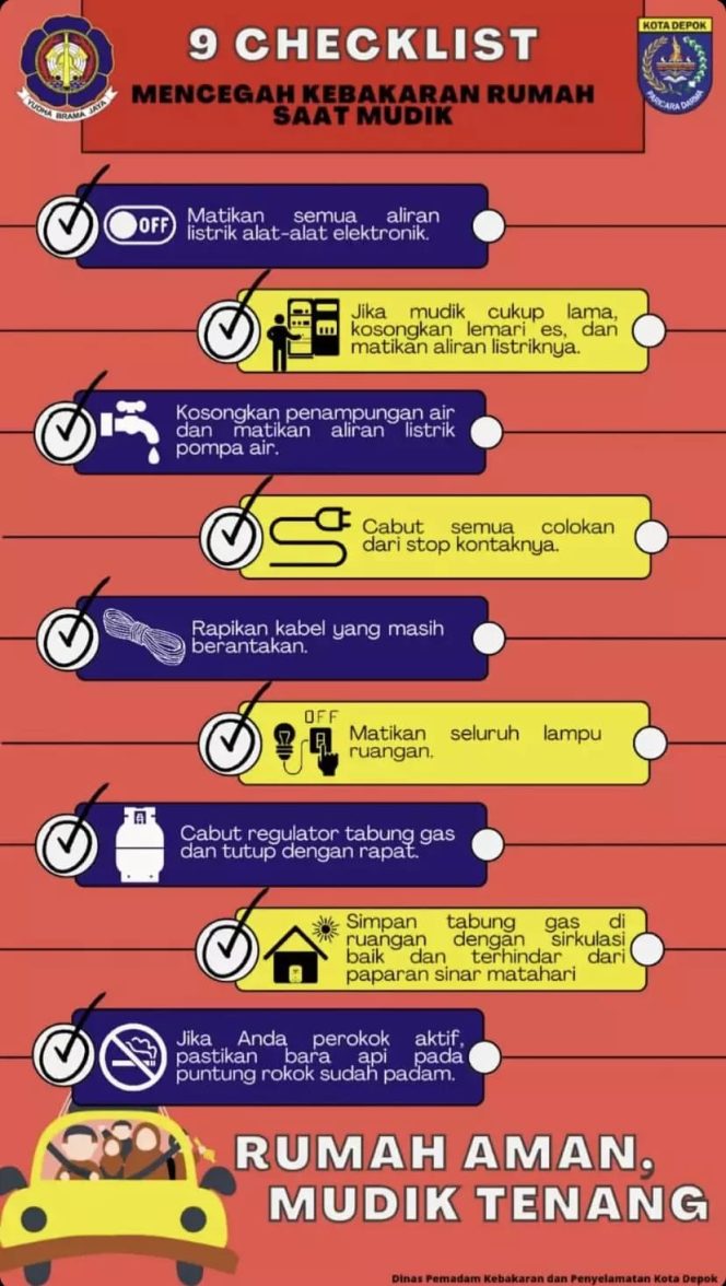 
					Informasi tips antisipasi kebakaran dari Dinas Damkar dan Penyelamatan Kota Depok. (Foto: Tangkapan Layar).