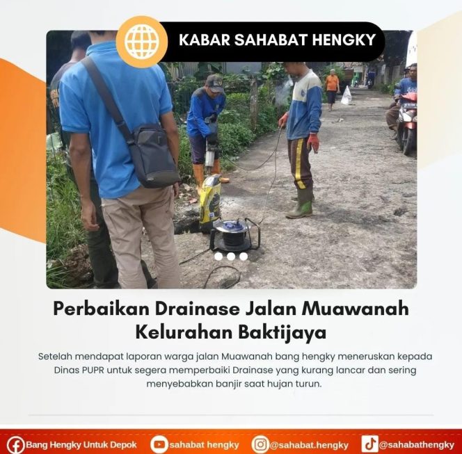 
					Anggota DPRD Depok FPKS Hengky Minta Dinas PUPR Tangani Banjir di Jalan Muawanah Kelurahan Baktijaya