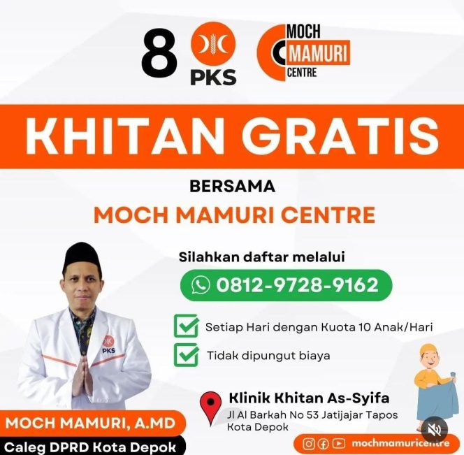
					Calon Anggota DPRD Depok FPKS Moch Mamuri Adakan Program Khitan Gratis