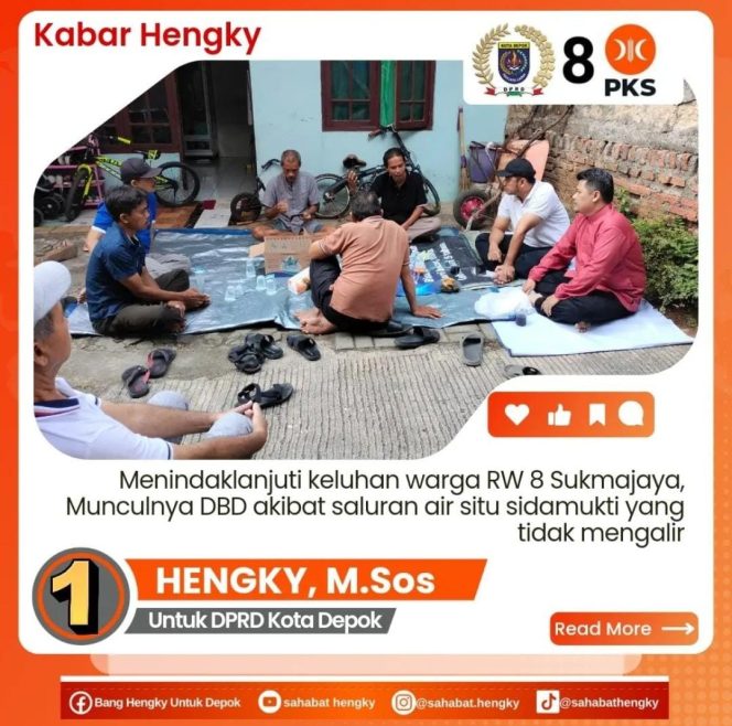 
					Banyak Nyamuk DBD, Anggota DPRD Depok FPKS Hengky Dengarkan Keluhan Warga RW 08 Sukmajaya