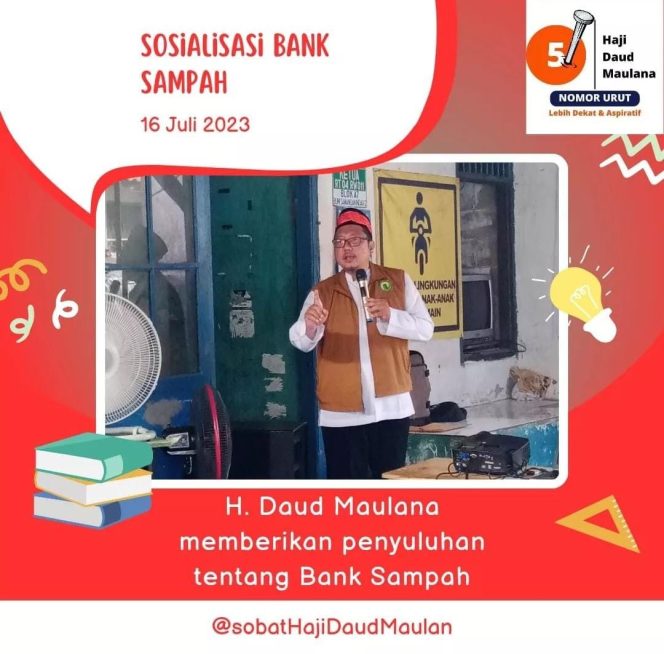 
					Caleg PKS Depok Dapil Cisari H.Daud Maulana Berikan Sosialisasi Penyuluhan Bank Sampah di RT 4/11