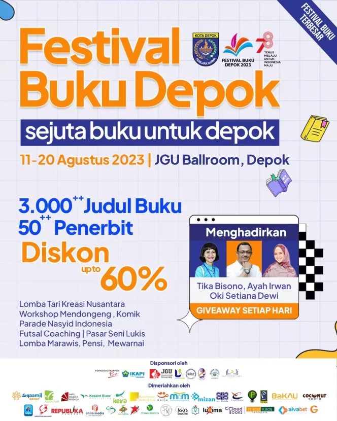 
					Informasi pelaksanaan Festival Buku Depok Tahun 2023. (Foto: Tangkapan Layar)