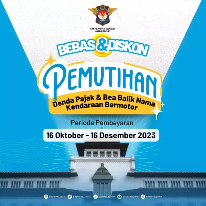 
					Flyer digital program pemutihan bebas denda pajak dan Bea Balik Nama Kendaraan Bermotor Kedua (BBNKB II) Tahun 2023. (Foto:Dok.Samsat Cinere)