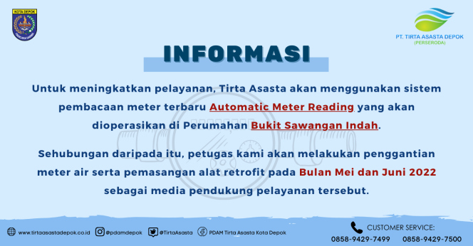 
					TIRTA ASASTA GUNAKAN SISTEM AUTOMATIC METER READING DI PERUM. BUKIT SAWANGAN INDAH