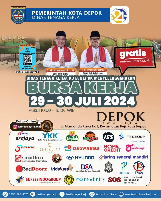 
					Warga Depok Pencari Kerja, Kunjungi Job Fair 29 – 30 Juli 2024   di Depok Town Square