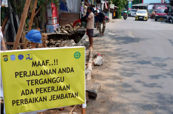 
					Lokasi proyek Jembatan Grogol, Kelurahan Grogol, Kecamatan Limo. (Foto:Diskominfo)