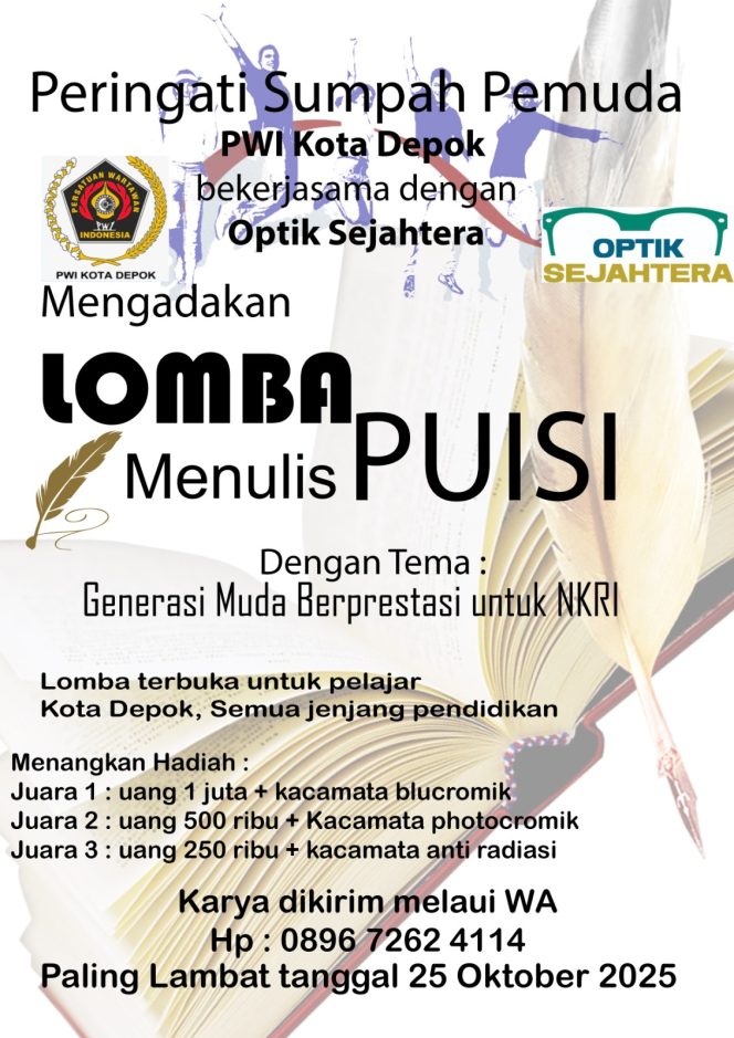 
					Sambut Hari Sumpah Pemuda 2025, PWI Kota Depok Gelar Lomba Puisi 