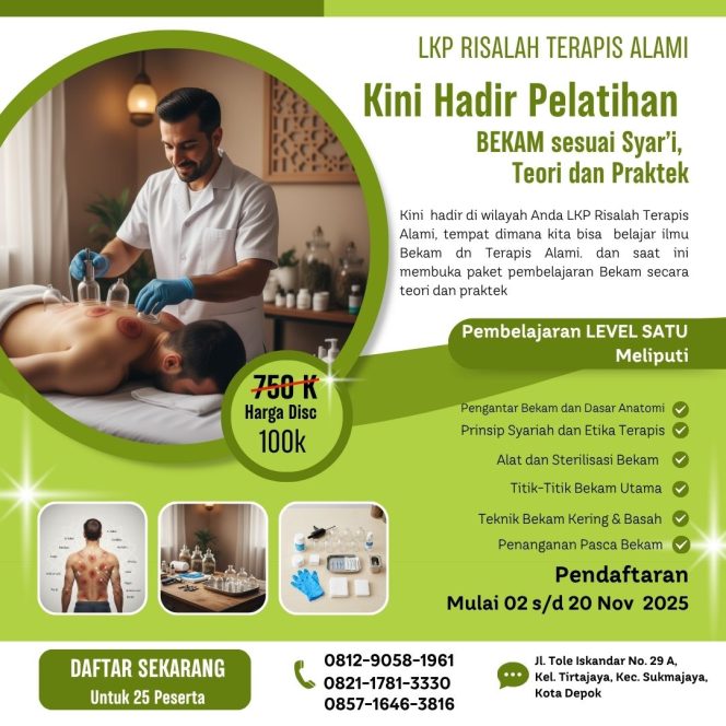 
					DPD PKS Depok Akan Gelar Pelatihan Bekam Syar’i: Tingkatkan Kompetensi dan Kemandirian Ekonomi Kader