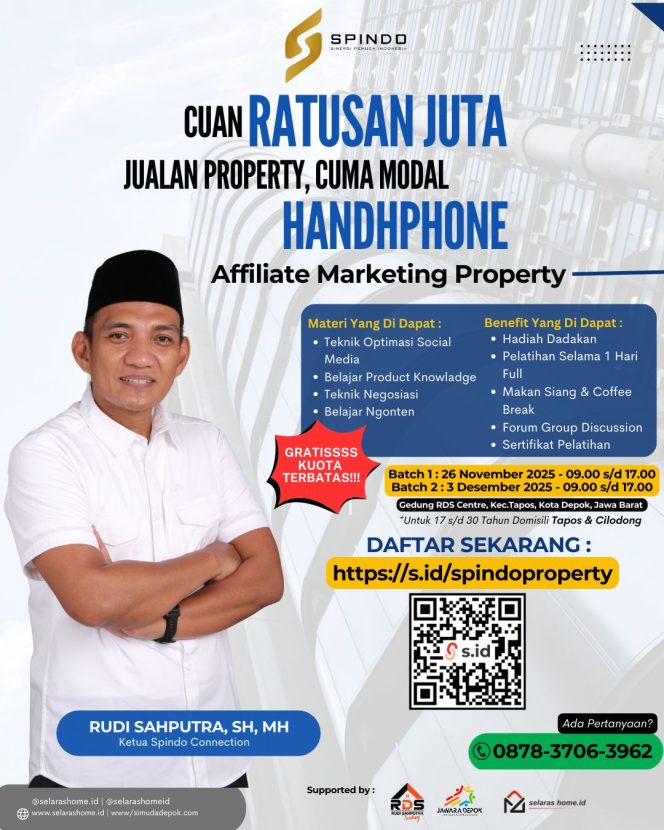 
					Rudi Sahputra Ajak Anak Muda Depok Belajar Affiliate Marketing Property