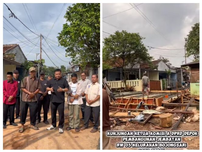 
					Kunjungan Ketua Komisi A DPRD Kota Depok ke Jembatan RW 003 Kelurahan Bojongsari Depok