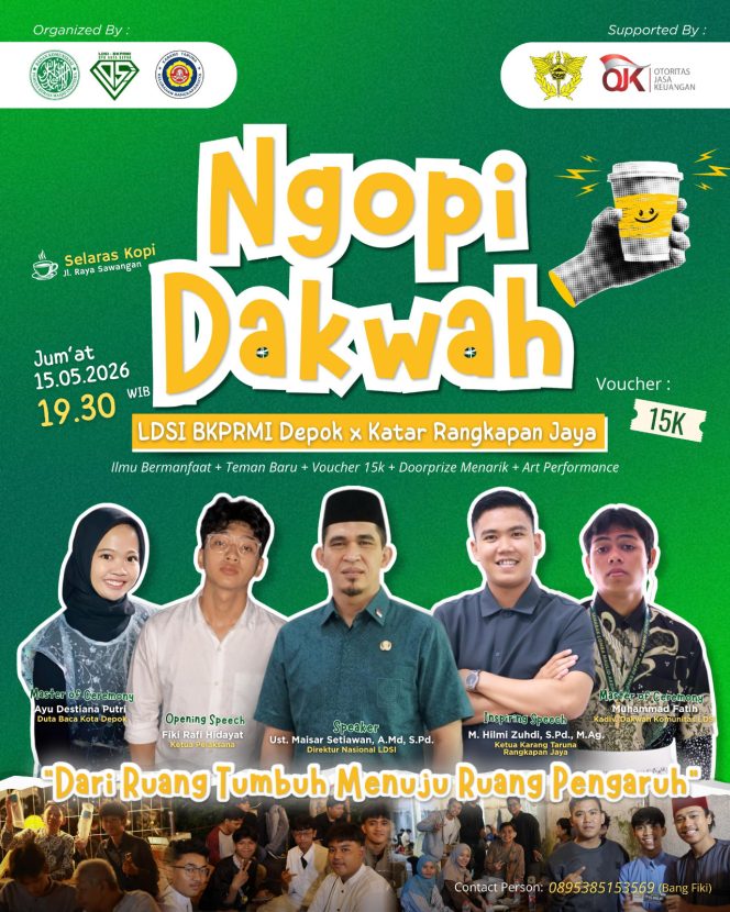 
					Cetak Generasi Berpengaruh, BKPRMI dan Karang Taruna Depok Gelar “Ngopi Dakwah 4” di Kafe