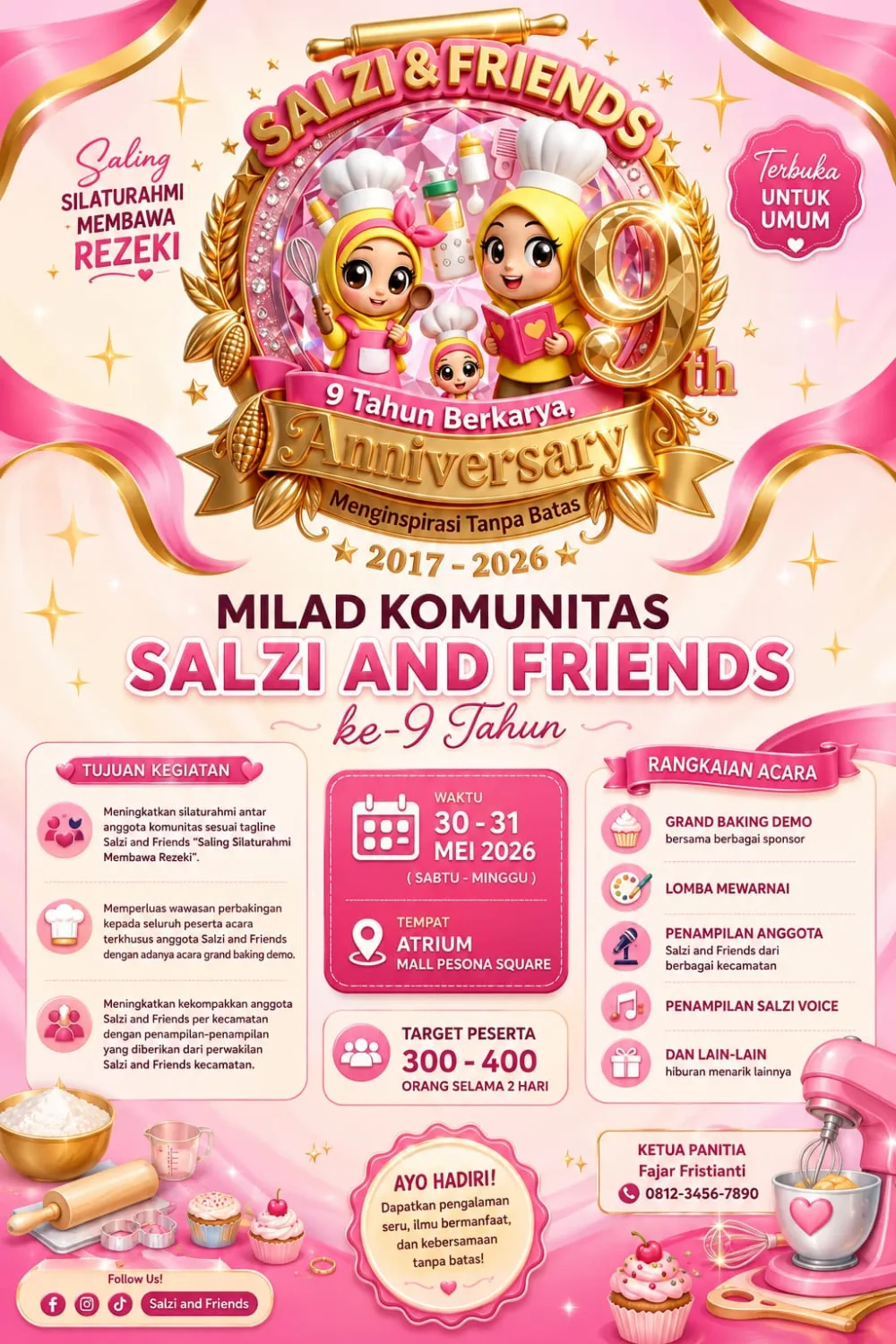 Ayo Hadir 30–31 Mei 2026! Milad ke-9 Salzi and Friends “Menginspirasi Tanpa Batas” Hadirkan Grand Baking Demo dan Beragam Acara Menarik di Pesona Square