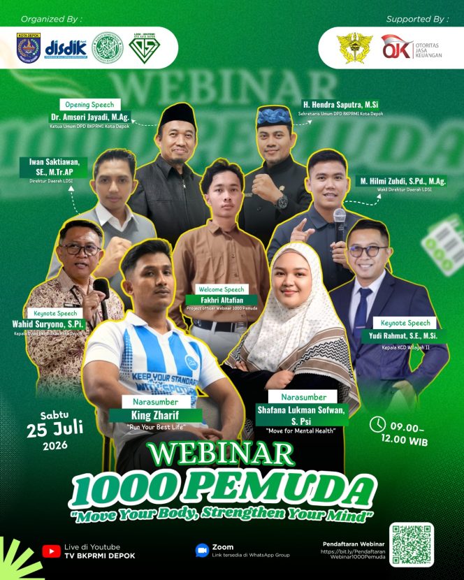 
					Tembus 1.600 Peserta, ‘Webinar 1000 Pemuda’ Sukses Ajak Generasi Muda Depok Kelola Stres dan Menjaga Mental