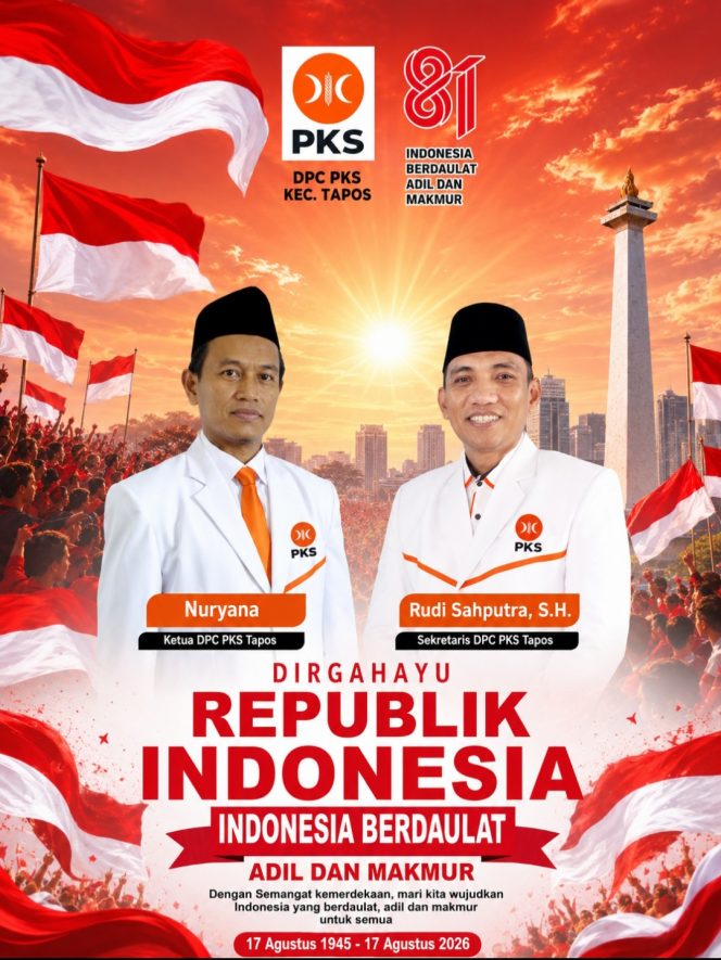 
					HUT RI ke-81, Pimpinan PKS Tapos: Perkuat Persatuan untuk Indonesia Berdaulat, Adil dan Makmur