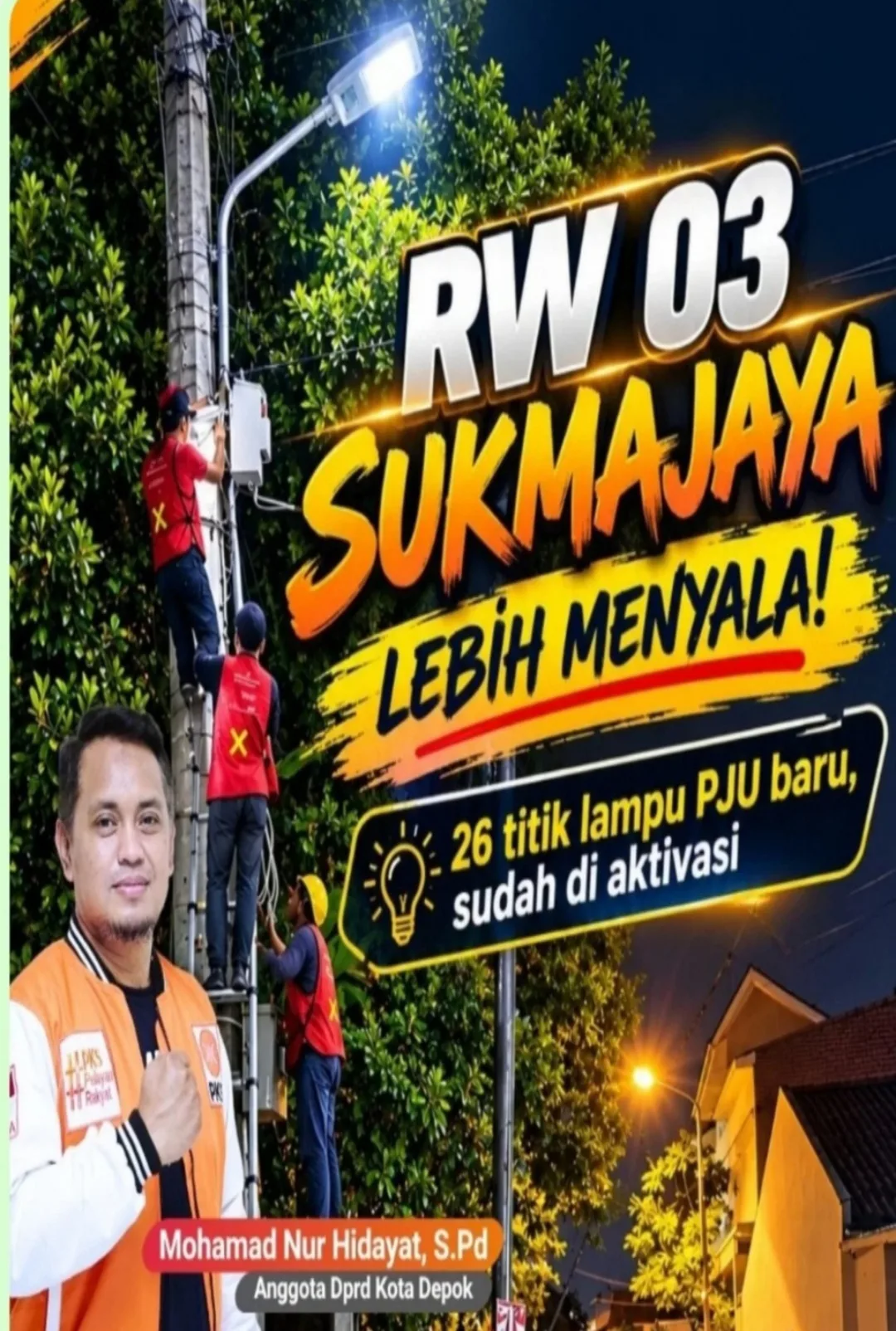 Dari Jalan Terang Hadirkan Keamanan: 26 Titik PJU Menyala Berkat Advokasi Pokir Anggota DPRD Mohamad Nur Hidayat